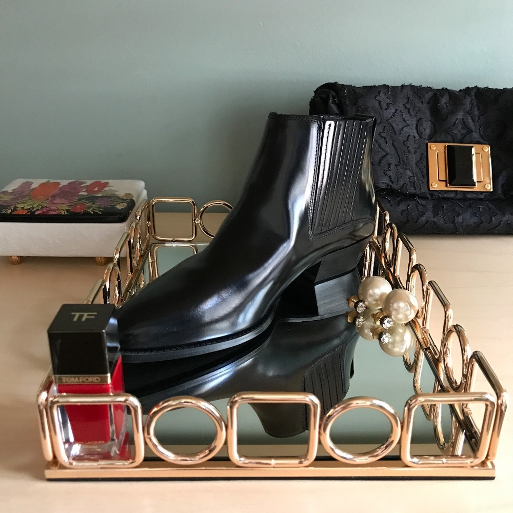 NWOT Massimo Dutti Black Antik Leather Ankle Boots